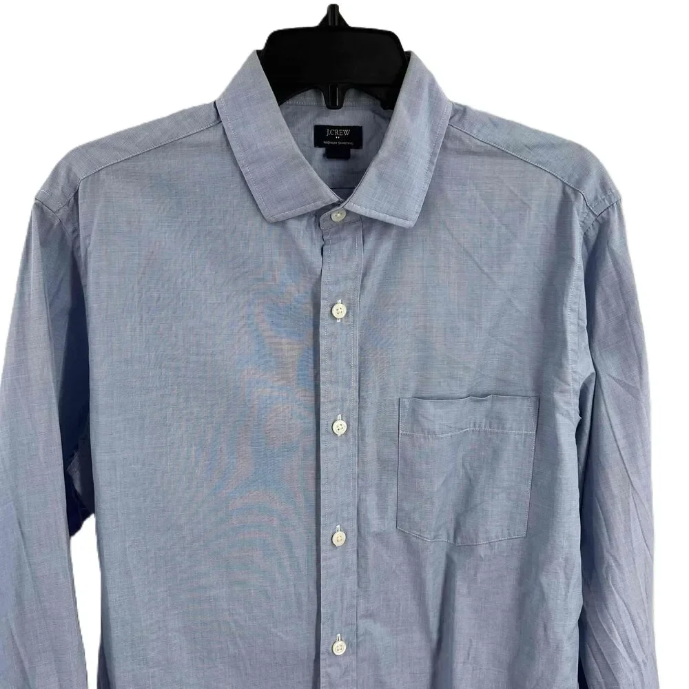 J.Crew Blue Thompson Premium Dress Shirt Men Long Sleeve Button Up Cotton Medium